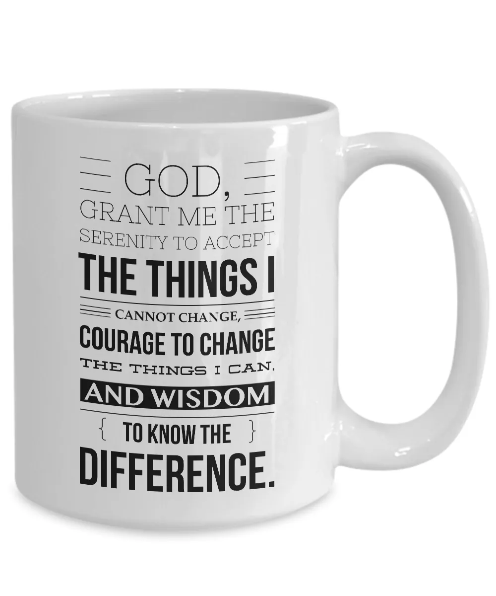 Serenity Prayer Mug One Year Sober Anniversary Gift AA Coffee Cup Sobriety Gift Alcoholics Anonymous Coffee Mug Sponsor Gift Sponsee Recovery Gift