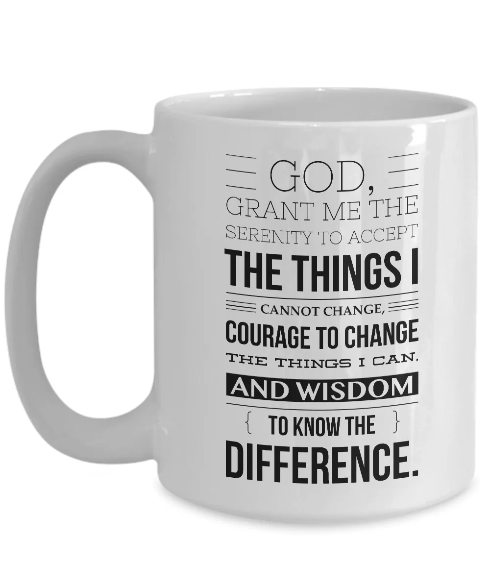 Serenity Prayer Mug One Year Sober Anniversary Gift AA Coffee Cup Sobriety Gift Alcoholics Anonymous Coffee Mug Sponsor Gift Sponsee Recovery Gift