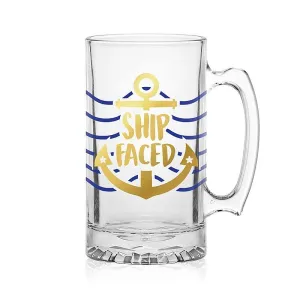 Ship Faced Tankard Glass