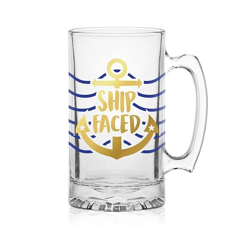 Ship Faced Tankard Glass