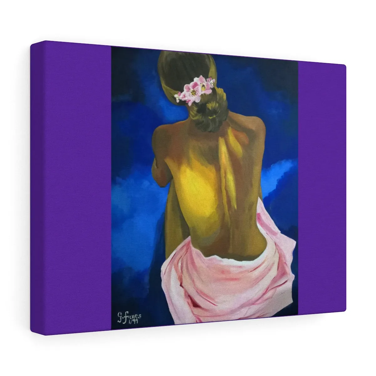 Sitting woman by Gina Stretched canvas