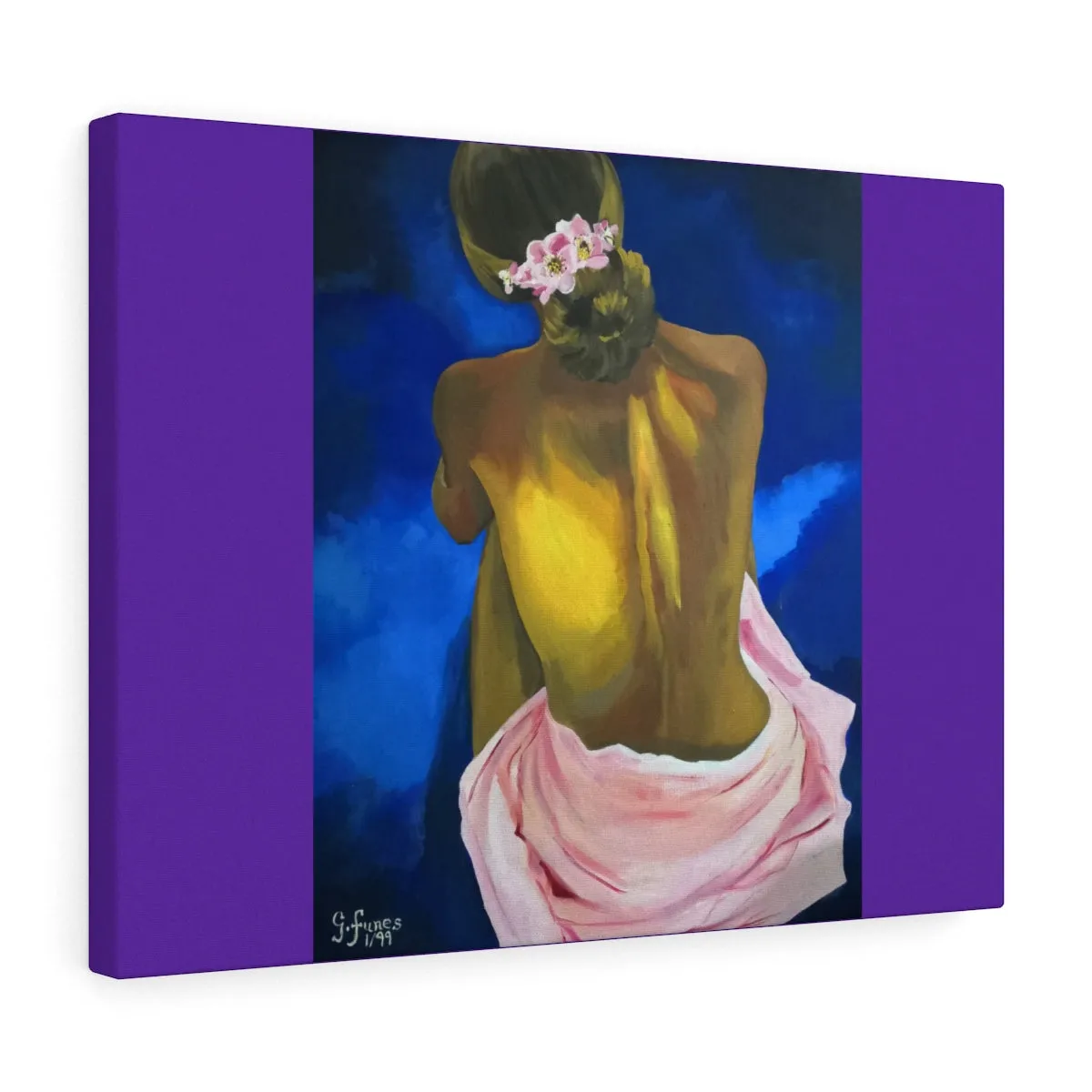 Sitting woman by Gina Stretched canvas