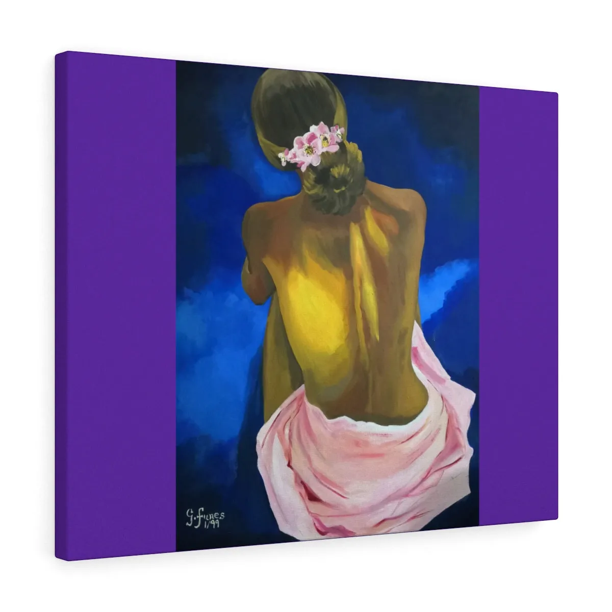 Sitting woman by Gina Stretched canvas