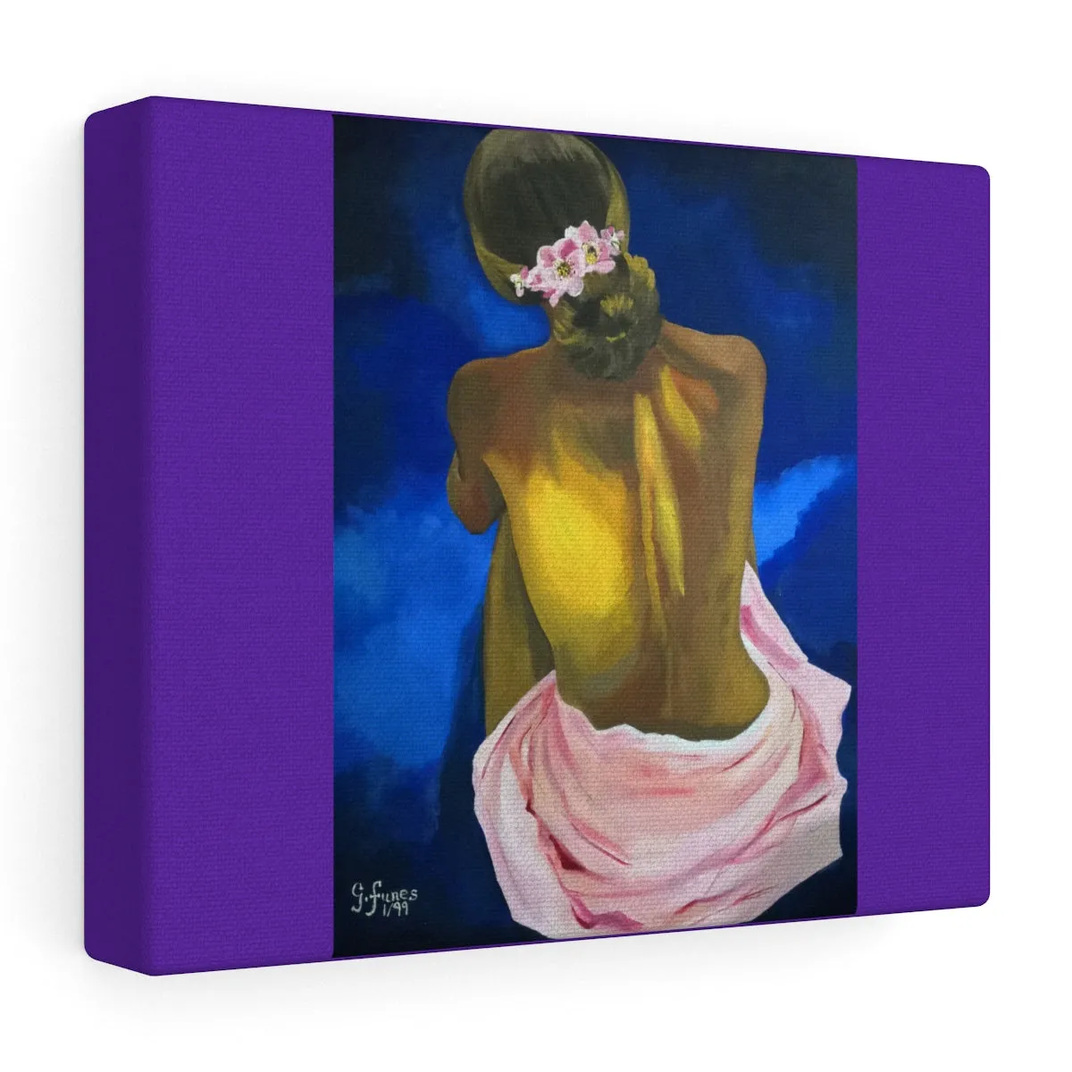 Sitting woman by Gina Stretched canvas