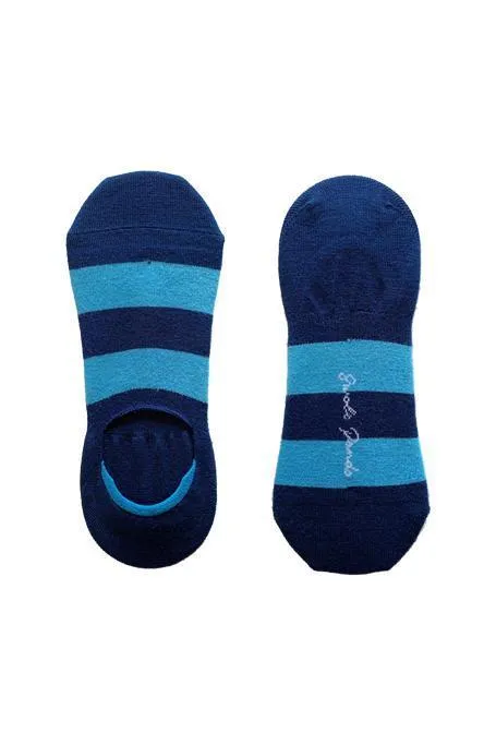 Sky Blue Striped "No-Show" Bamboo Socks