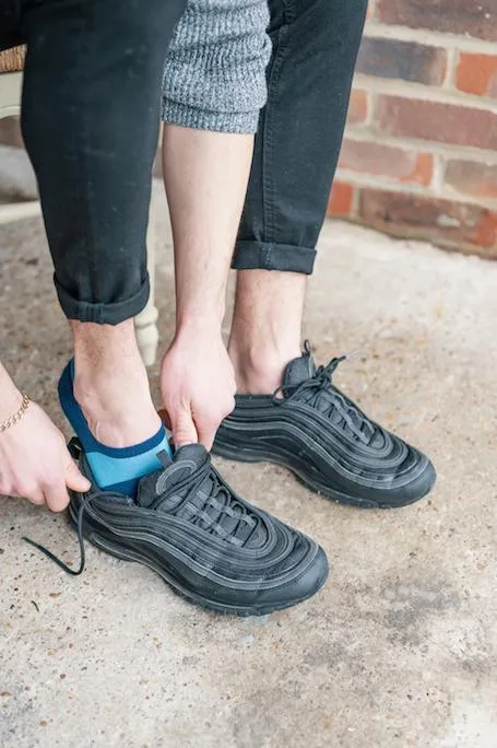 Sky Blue Striped "No-Show" Bamboo Socks