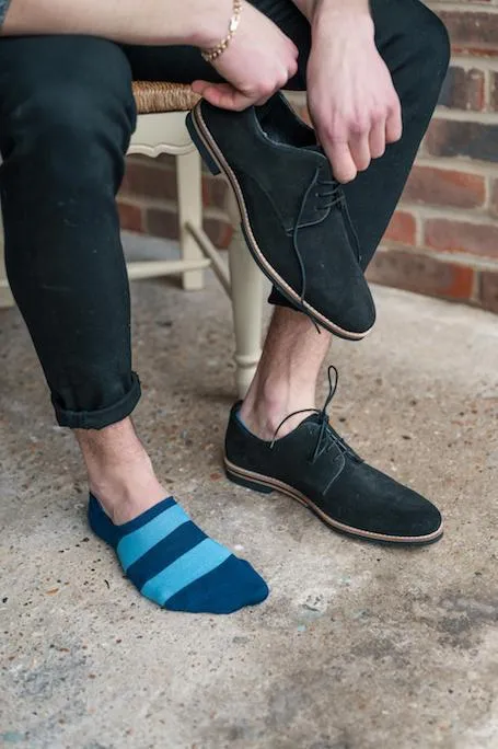 Sky Blue Striped "No-Show" Bamboo Socks