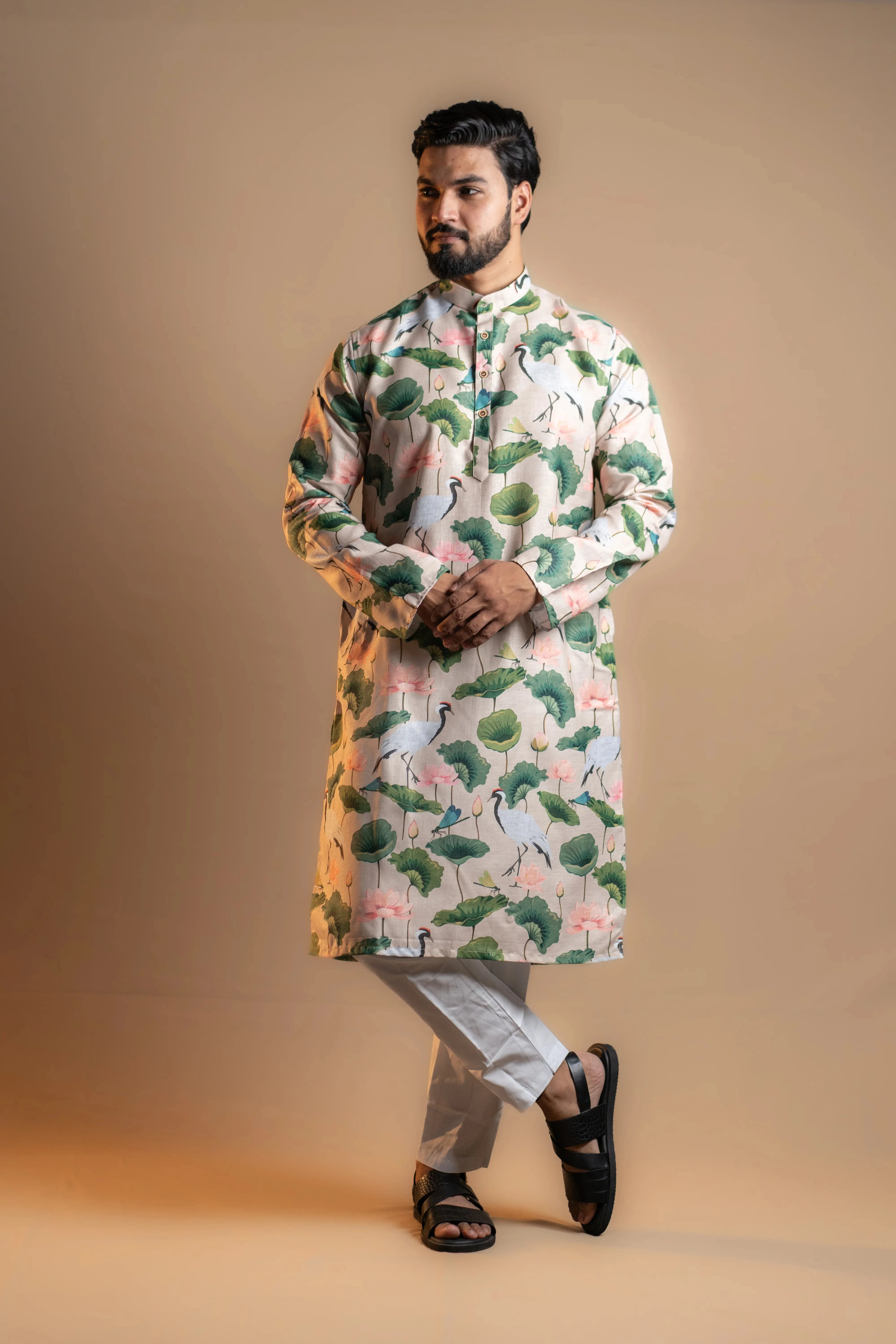 Soft Floral Printed Kurta Set for Men