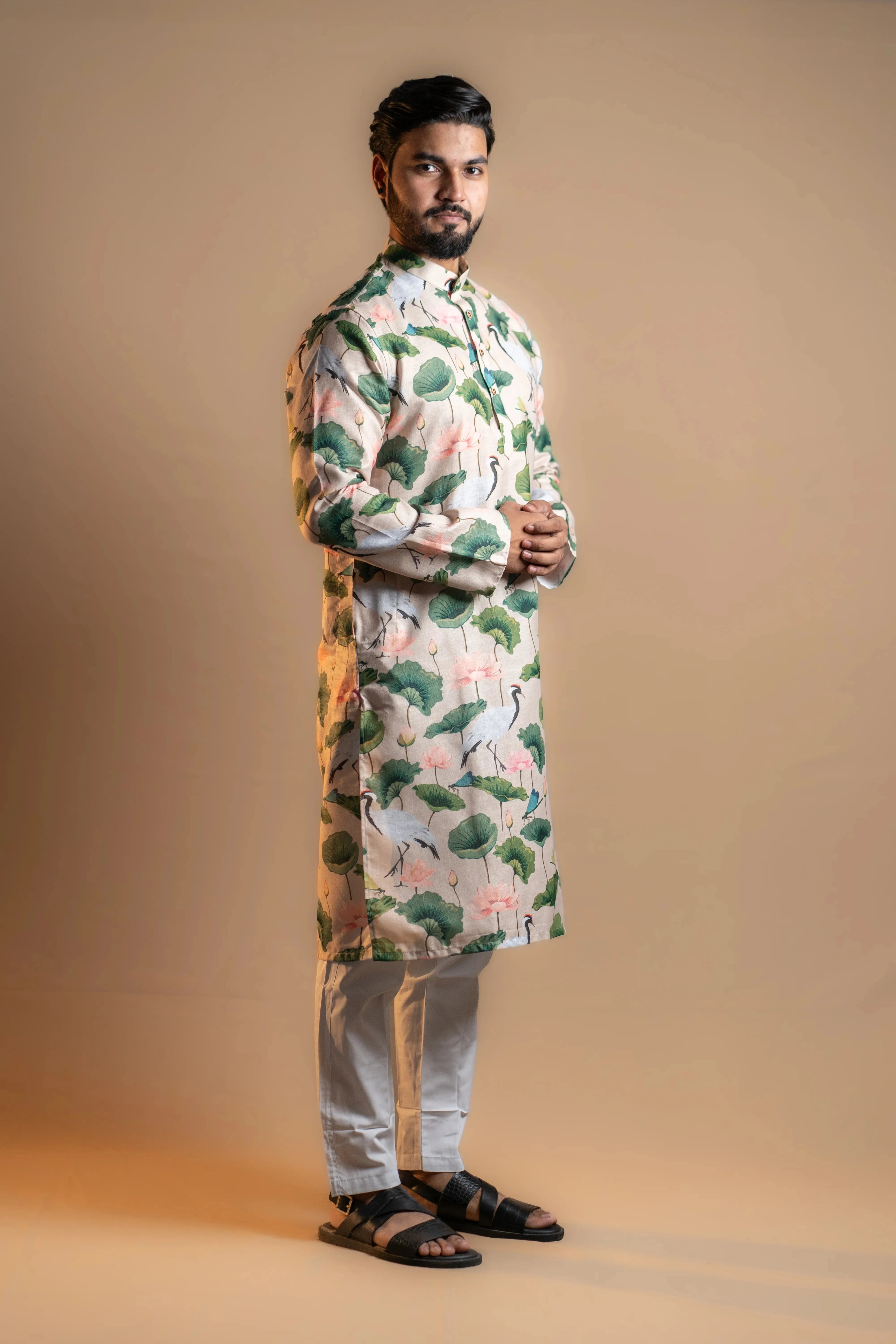 Soft Floral Printed Kurta Set for Men