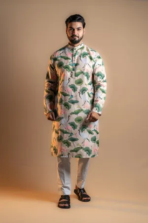 Soft Floral Printed Kurta Set for Men