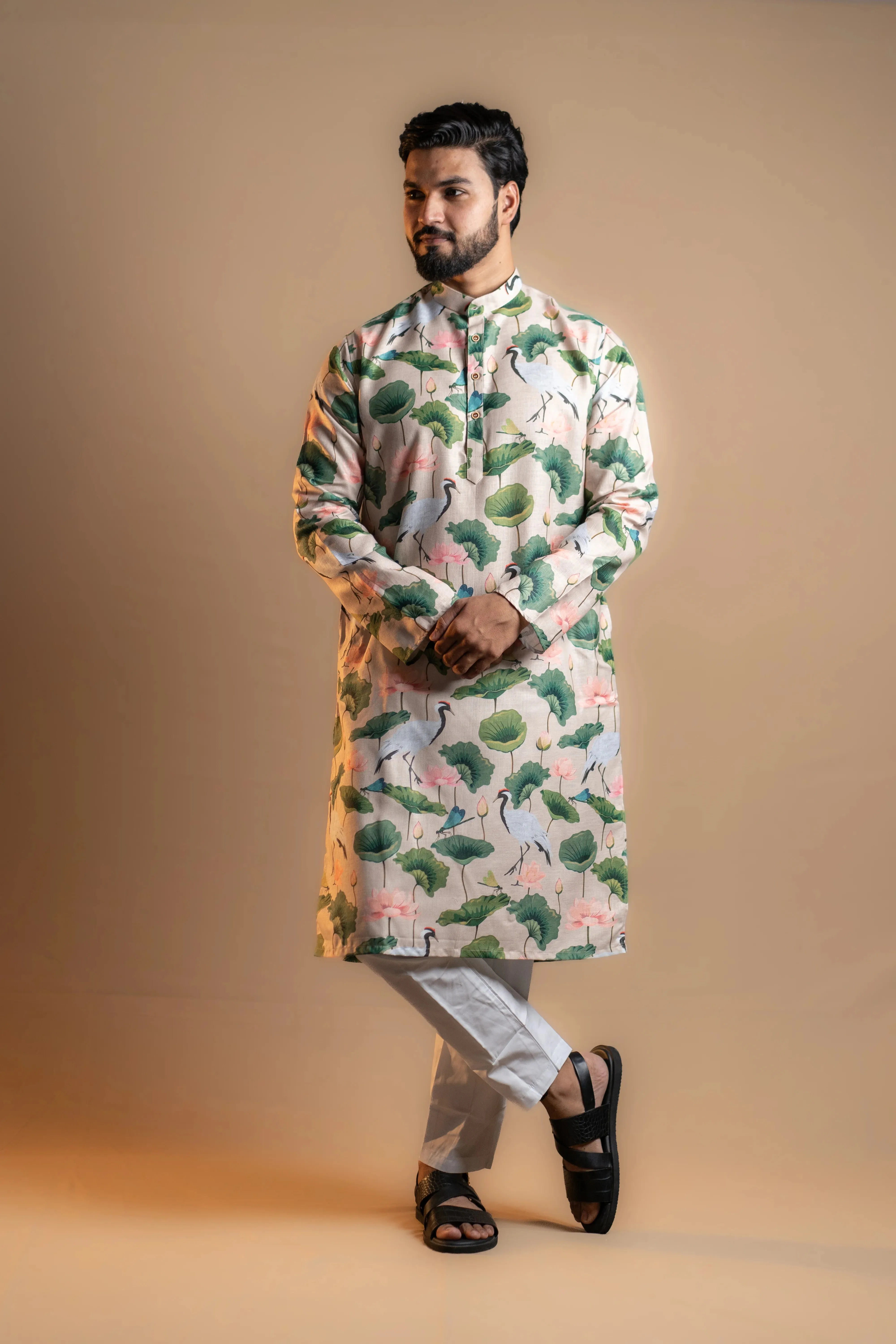 Soft Floral Printed Kurta Set for Men
