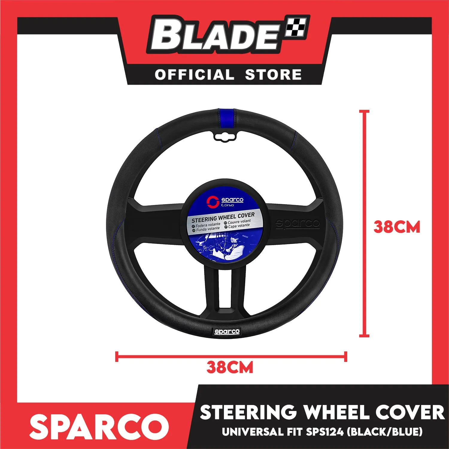 Sparco Corsa Steering Wheel Cover SPS124 (Black With Blue)