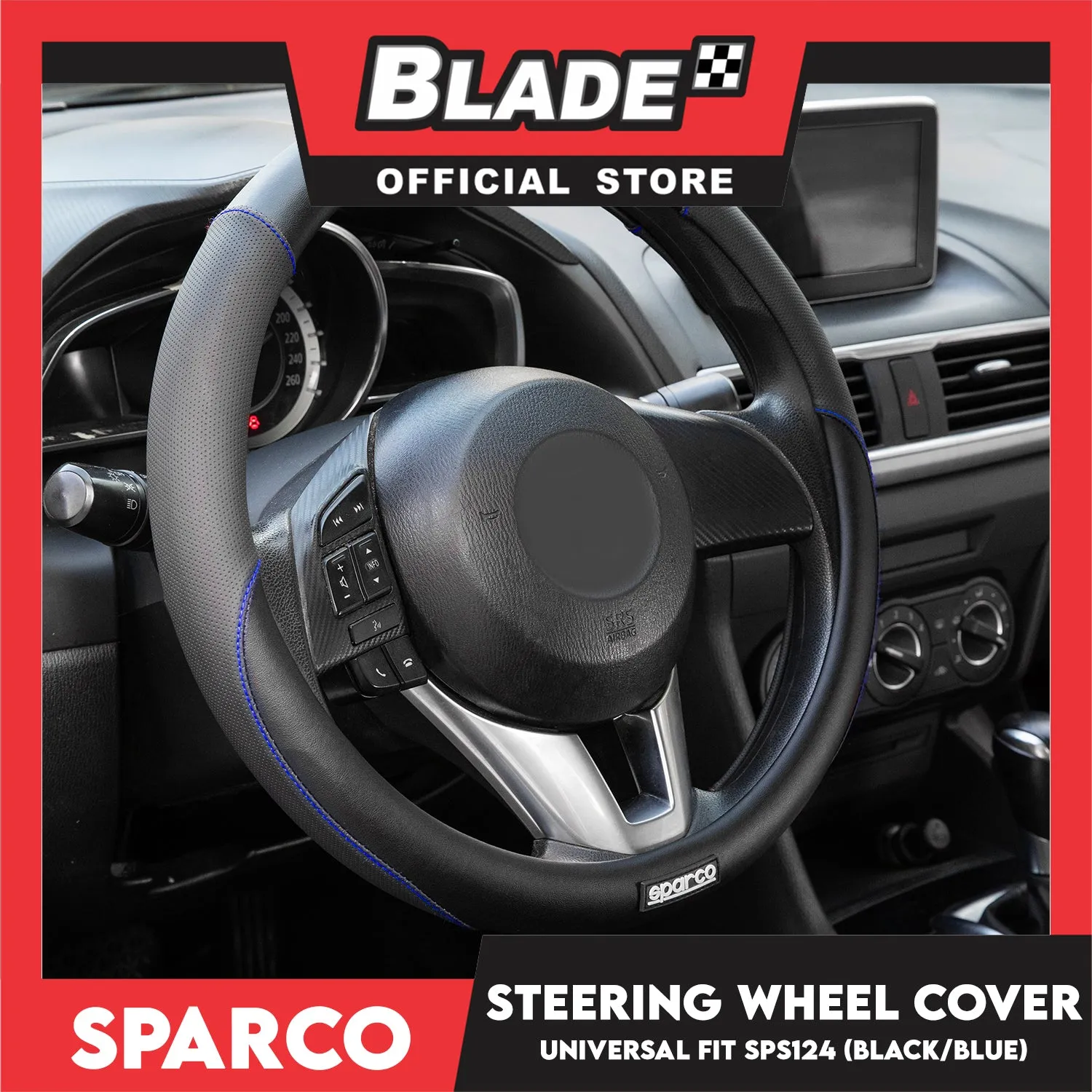 Sparco Corsa Steering Wheel Cover SPS124 (Black With Blue)