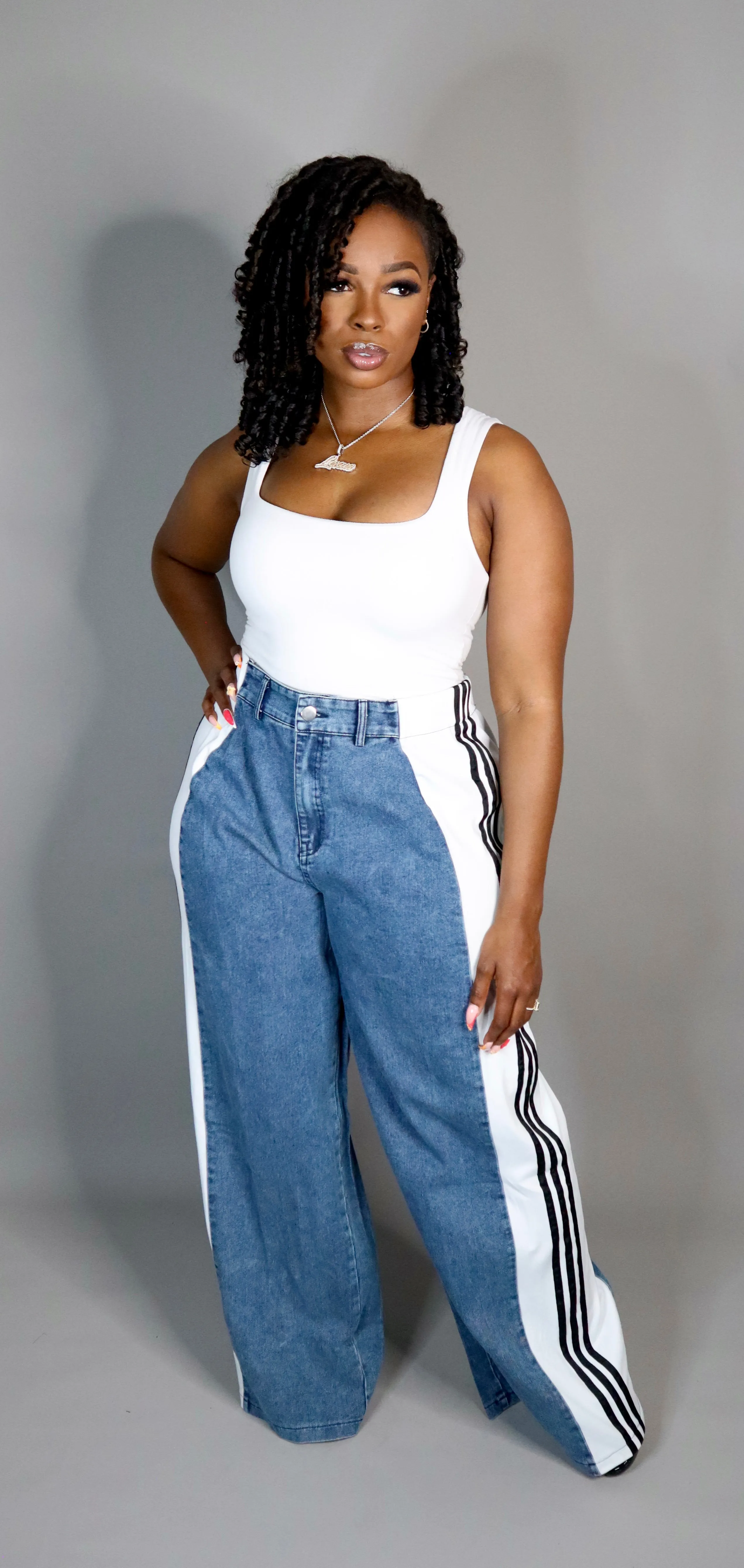 Sport Mode Denim Pants - White