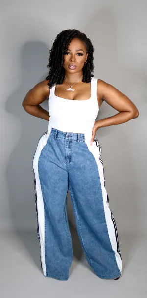 Sport Mode Denim Pants - White