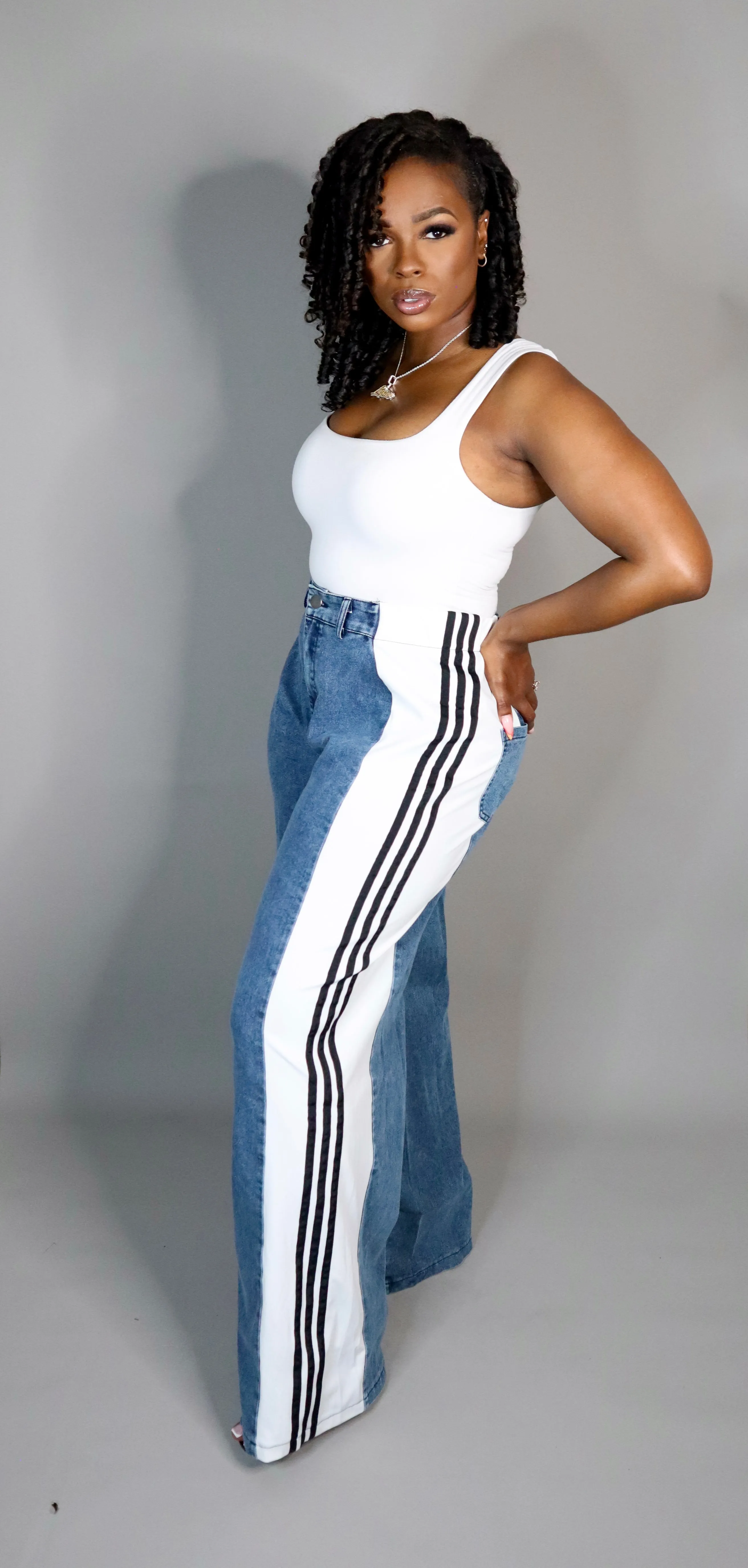 Sport Mode Denim Pants - White