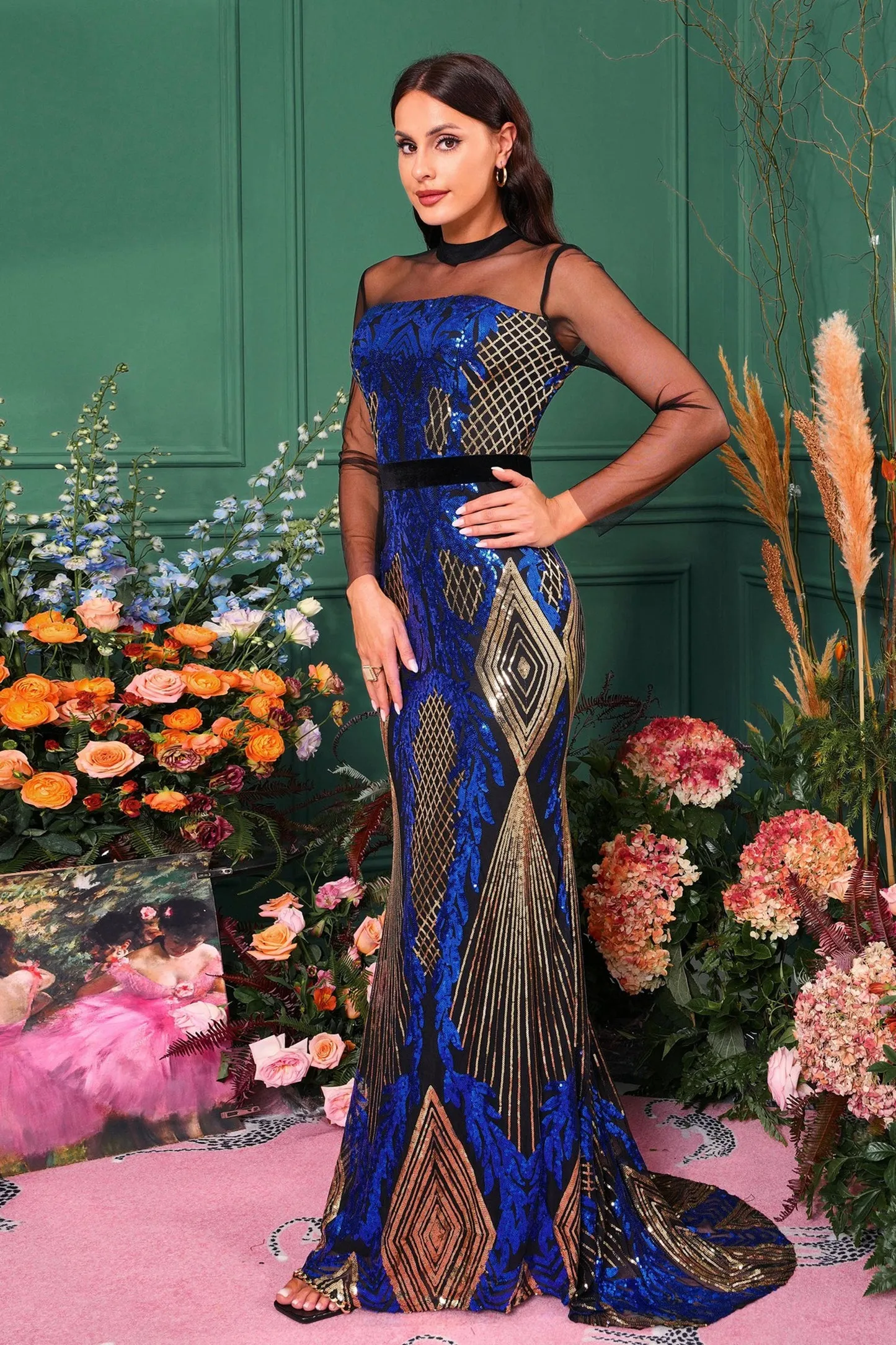 STAND COLLAR MERMAID MAXI DRESS