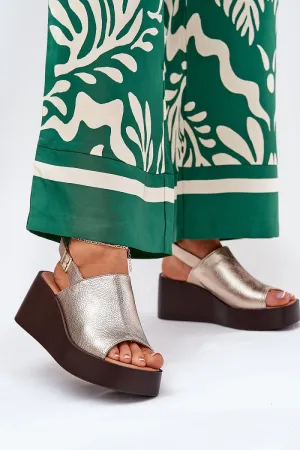 Step in Style Buskin Silver Platform Wedge Buckle Sandals