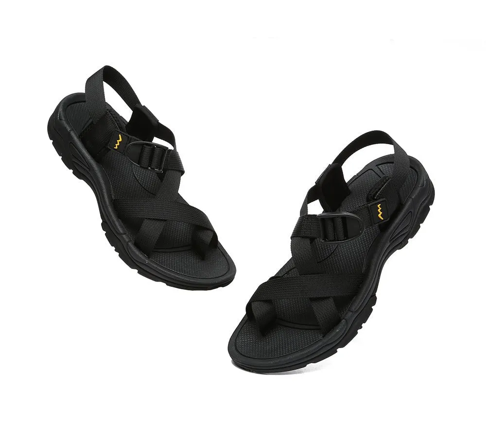 Strappy Flat Black Sandals Women Lucianna With Toe Loop