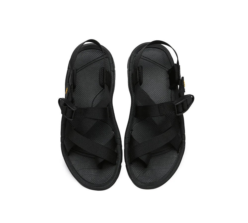 Strappy Flat Black Sandals Women Lucianna With Toe Loop