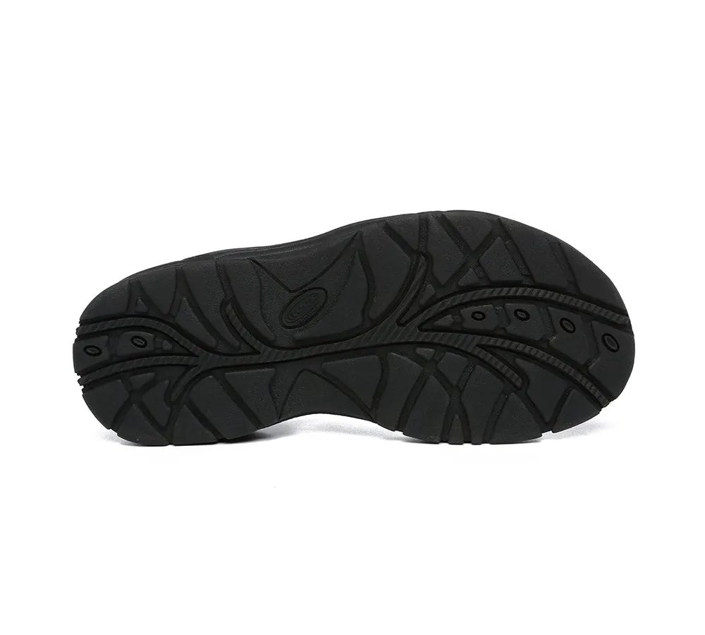 Strappy Flat Black Sandals Women Lucianna With Toe Loop