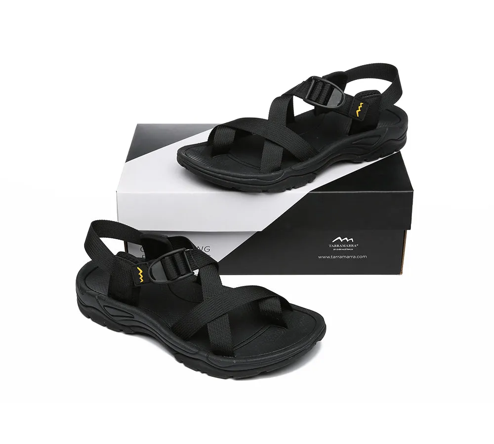 Strappy Flat Black Sandals Women Lucianna With Toe Loop