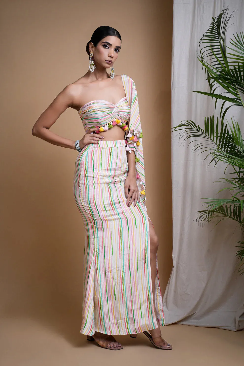 STRIPES PRINTED DRAPE SET (SET OF 2)