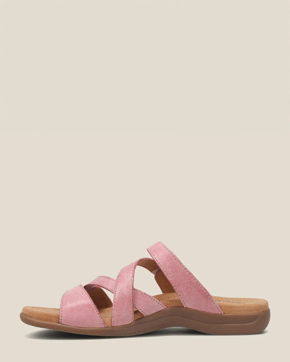 Taos Double U Rustic Pink Leather Slide