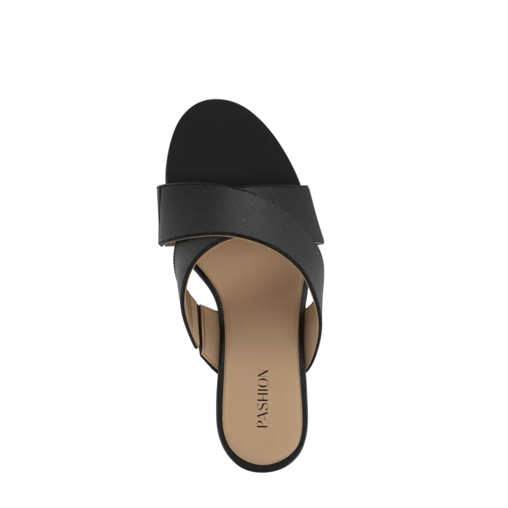 The Crissy Cross Slide Flat - Coal Knit - FINAL SALE