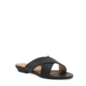 The Crissy Cross Slide Flat - Coal Knit - FINAL SALE