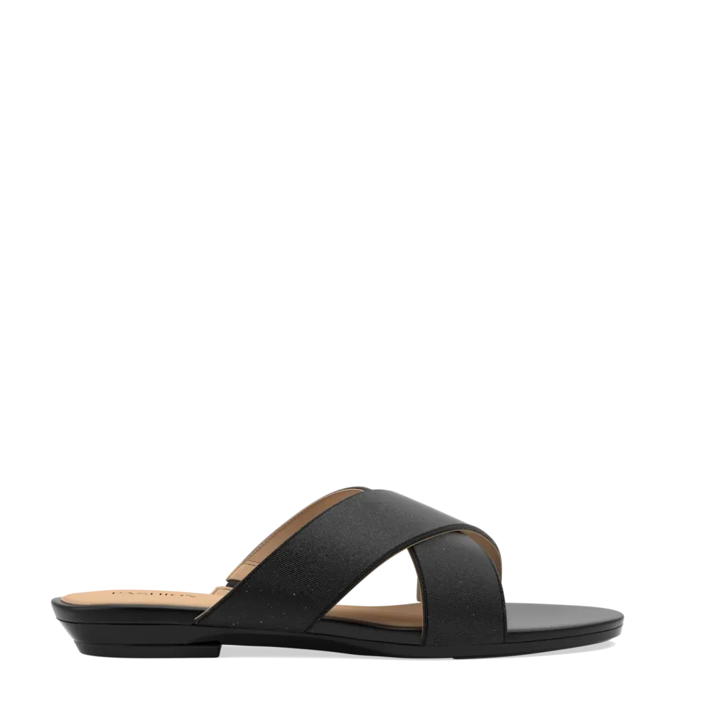 The Crissy Cross Slide Flat - Coal Knit - FINAL SALE