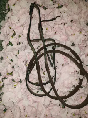 Used brown rubber grip full reins FREE POSTAGE*