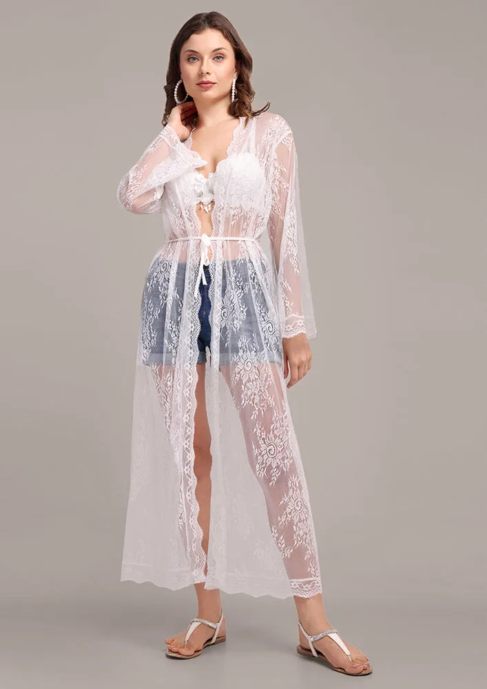 White Net Beach Cover Up