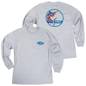 Yamaha CRP-18LML-GY-SM - Men's Pro Fishing Patriotic Marlin Long Sleeve Tee - Small