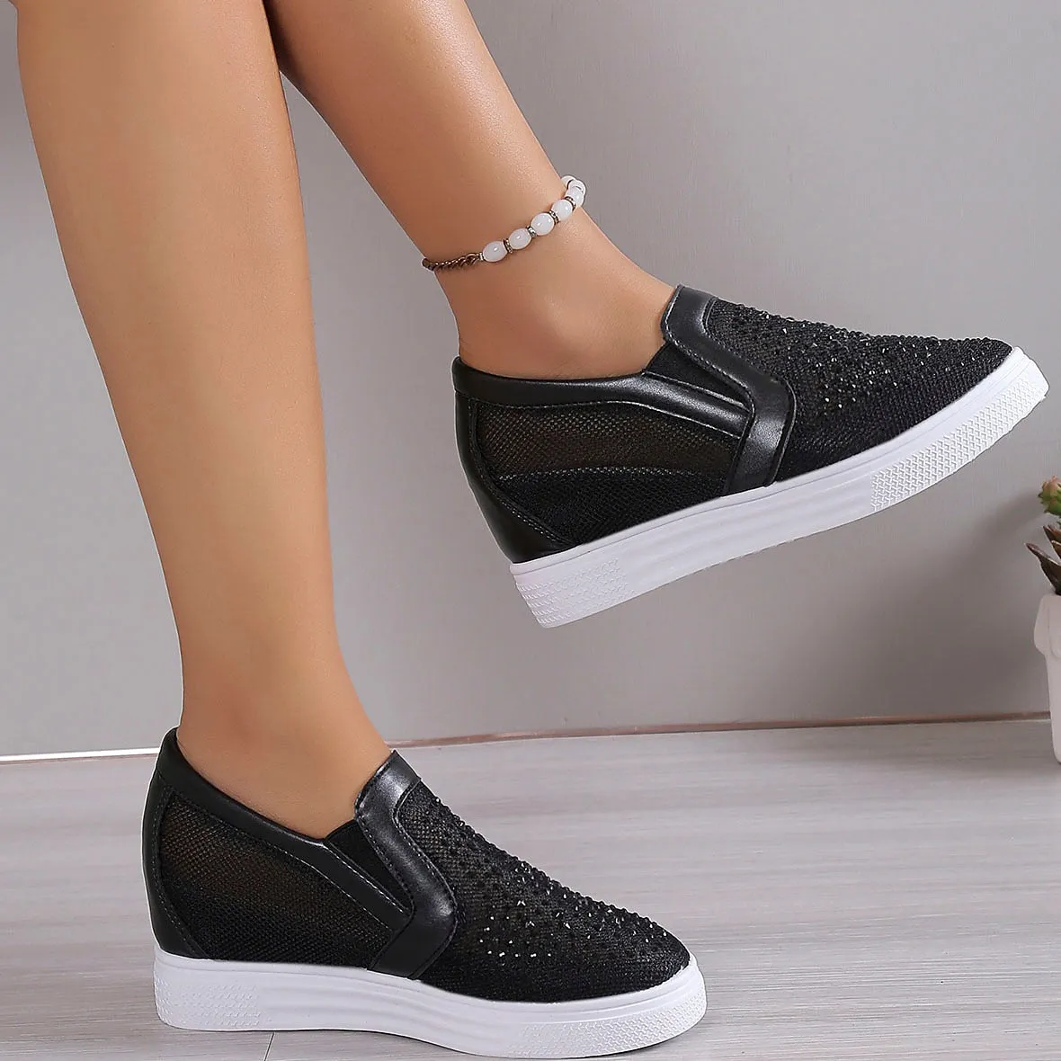 YANCY - WHITE CRYSTALS SNEAKERS